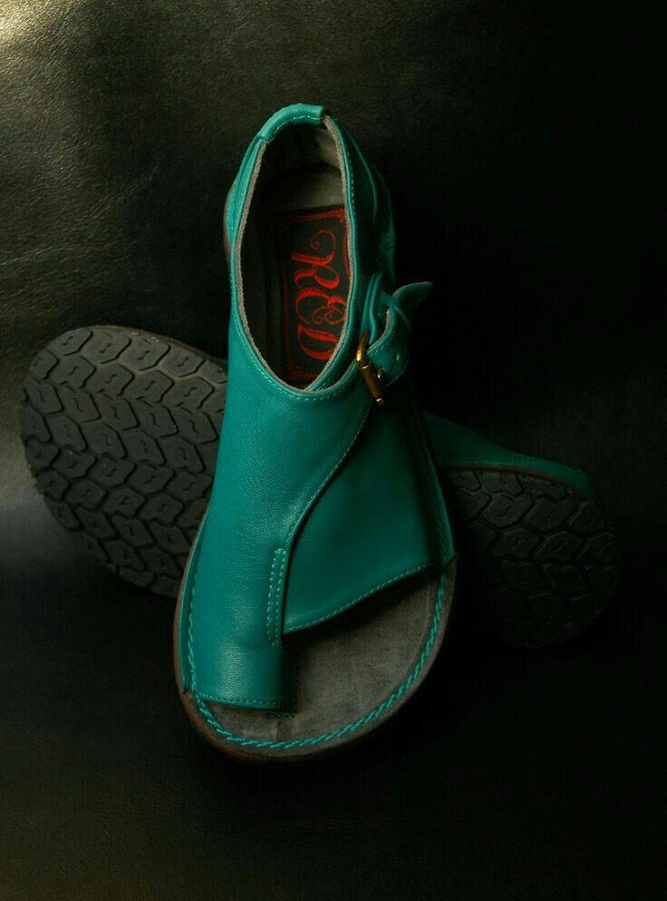 Turquoise Leather Thong Sandals