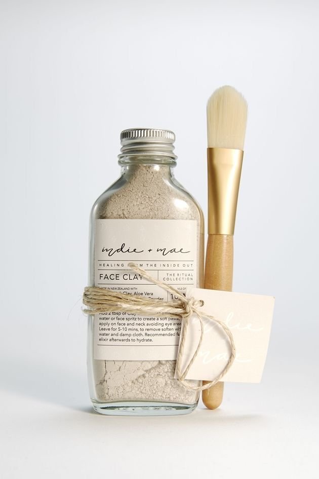 Natural Clay Face Mask with Brush