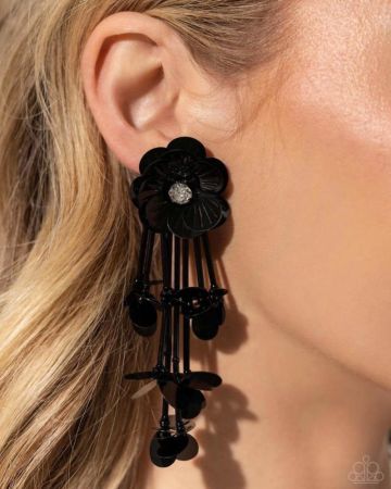 Black Petal Drop Earrings